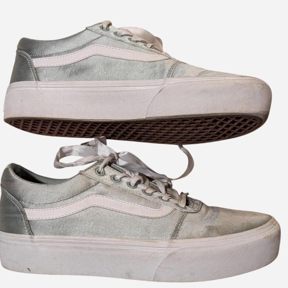 Vans Old Skool SATIN Lux Sneakers - Pale Mint Green.